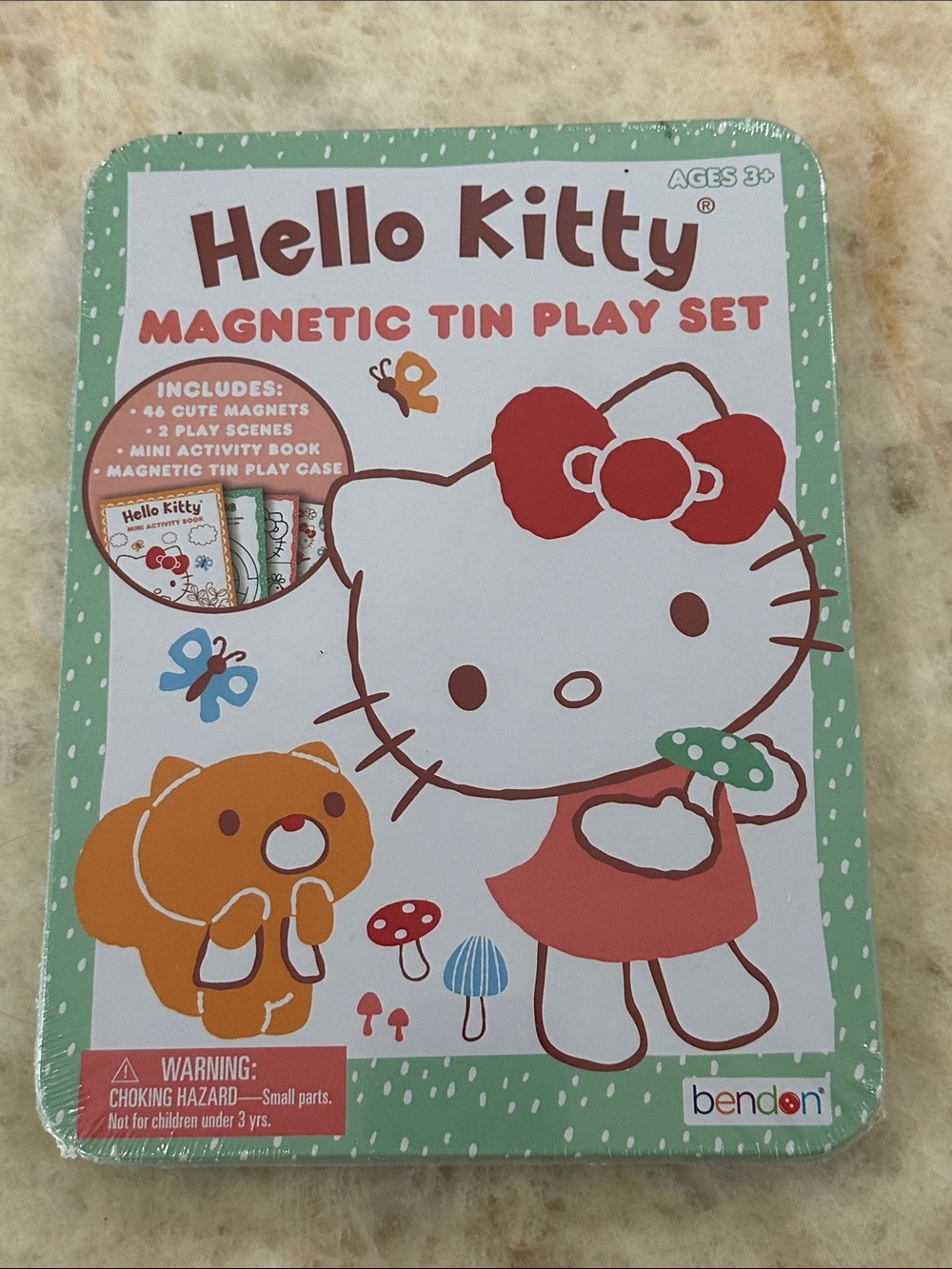 Hello Kitty Magnetic Tin Play Set - White, Red & Green Accents